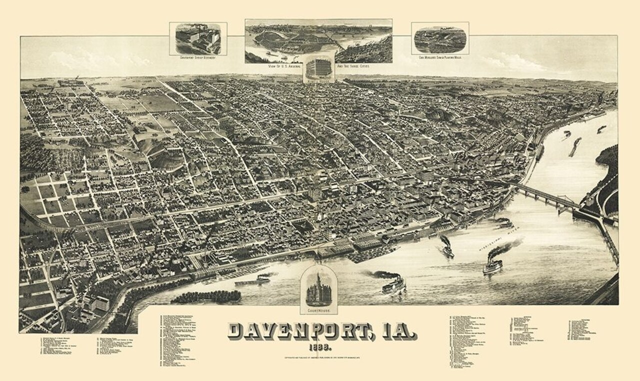 Davenport Iowa - Wellge 1888 Poster Print by Wellge Wellge # IADA0005